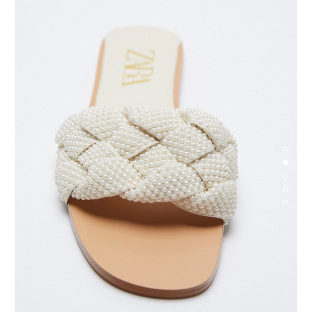 Zara Pearl Woven Slides✨